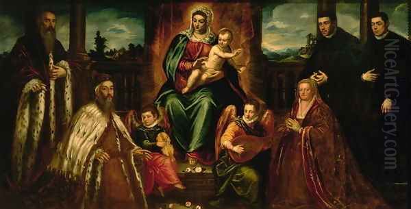 Doge Alvise Mocenigo and Family before the Madonna and Child, c.1573 Oil Painting by Jacopo Tintoretto (Robusti)