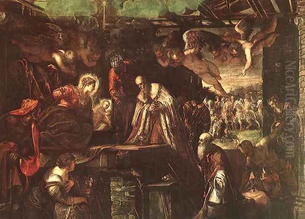 Adoration of the Magi c. 1582 Oil Painting by Jacopo Tintoretto (Robusti)