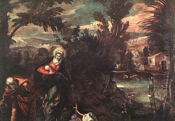 Flight into Egypt 1582-87 Oil Painting by Jacopo Tintoretto (Robusti)