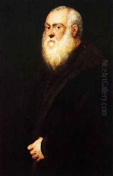 Portrait of a White-Bearded Man Oil Painting by Jacopo Tintoretto (Robusti)