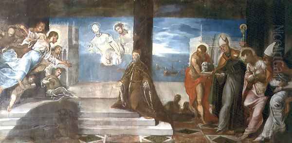 Doge Alvise Mocenigo d.1577 presented to the Redeemer, c.1577 Oil Painting by Jacopo Tintoretto (Robusti)