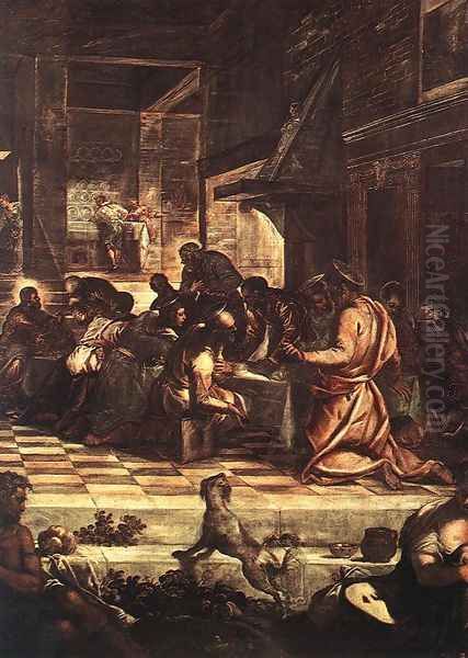 The Last Supper (detail) 1578-81 Oil Painting by Jacopo Tintoretto (Robusti)