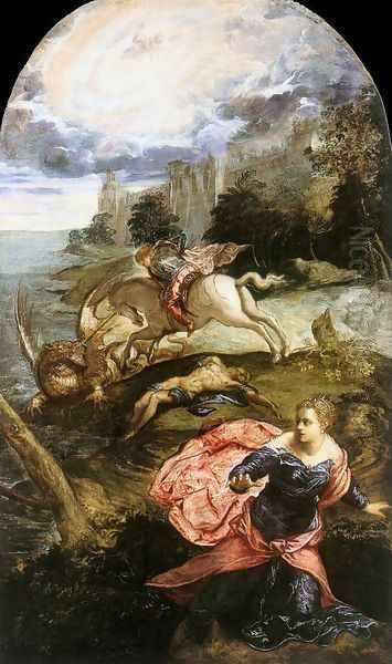 St. George and the Dragon 1555-58 Oil Painting by Jacopo Tintoretto (Robusti)