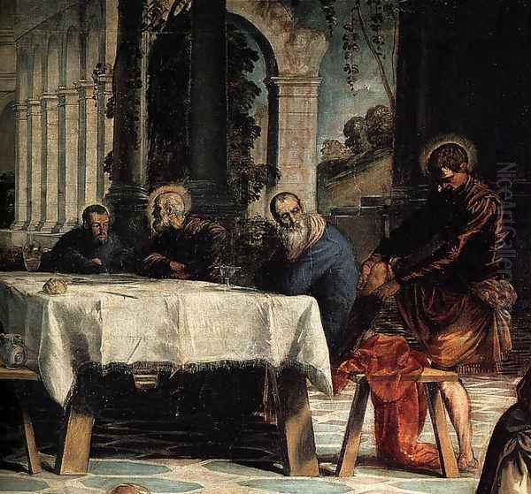 Christ Washing His Disciples' Feet (detail 2) Oil Painting by Jacopo Tintoretto (Robusti)