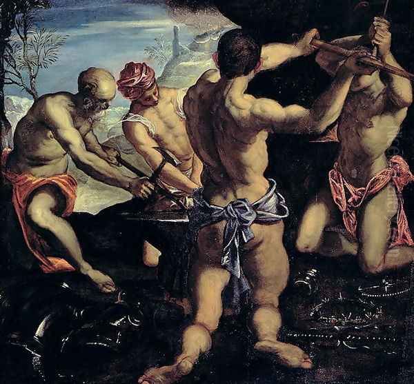 Vulcans Forge Oil Painting by Jacopo Tintoretto (Robusti)