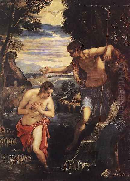 Baptism of Christ Oil Painting by Jacopo Tintoretto (Robusti)