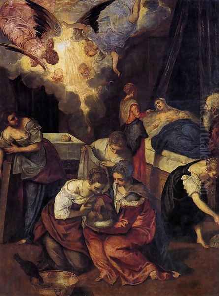 Birth of St John the Baptist c. 1563 Oil Painting by Jacopo Tintoretto (Robusti)