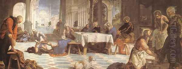 Christ Washing the Feet of His Disciples c. 1547 Oil Painting by Jacopo Tintoretto (Robusti)