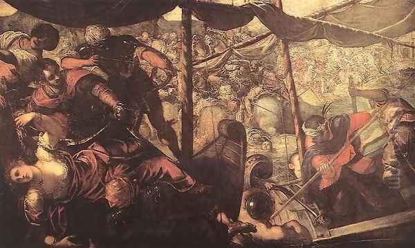 Battle between Turks and Christians 1588-89 Oil Painting by Jacopo Tintoretto (Robusti)