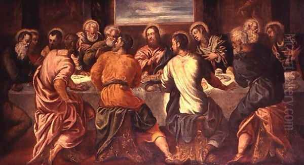 The Last Supper, mid 1540s Oil Painting by Jacopo Tintoretto (Robusti)