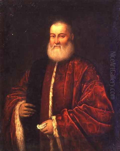 Portrait of an Old Man in Red Robes Oil Painting by Jacopo Tintoretto (Robusti)