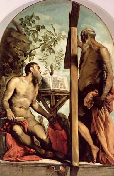 St. Andrew and St. Jerome Oil Painting by Jacopo Tintoretto (Robusti)