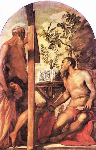 St Jerome and St Andrew c. 1552 Oil Painting by Jacopo Tintoretto (Robusti)