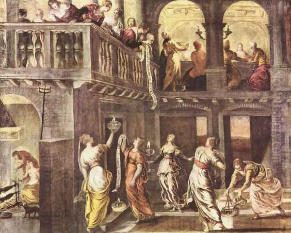 The wise and foolish virgins Oil Painting by Jacopo Tintoretto (Robusti)