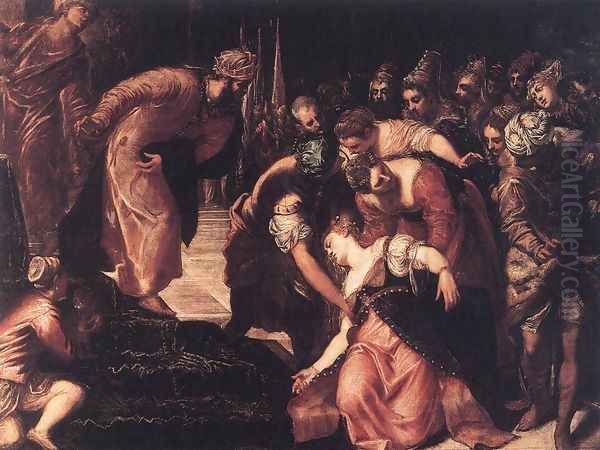 Esther before Ahasuerus 1547-48 Oil Painting by Jacopo Tintoretto (Robusti)