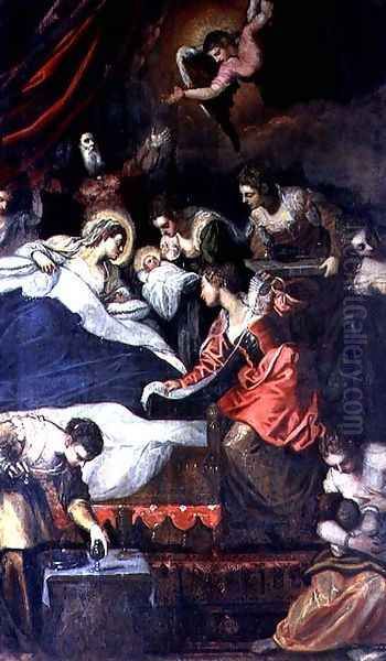 Birth of the Virgin Oil Painting by Jacopo Tintoretto (Robusti)