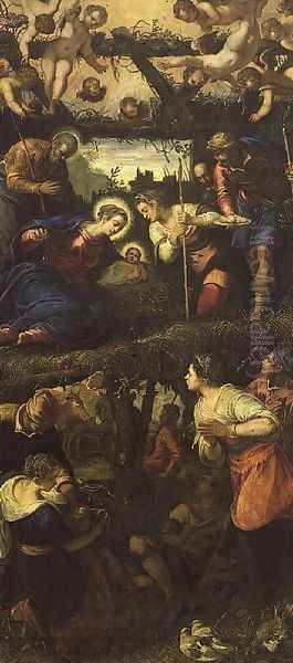 The Nativity and Adoration Oil Painting by Jacopo Tintoretto (Robusti)