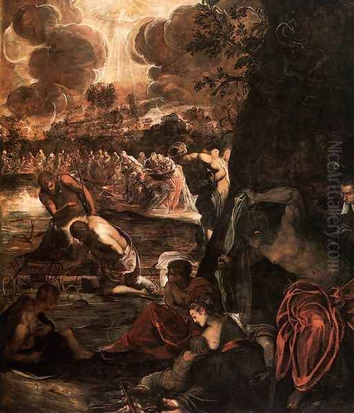 The Baptism of Christ 3 Oil Painting by Jacopo Tintoretto (Robusti)