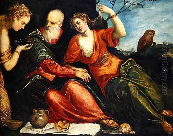 Lot and his Daughters Oil Painting by Jacopo Tintoretto (Robusti)