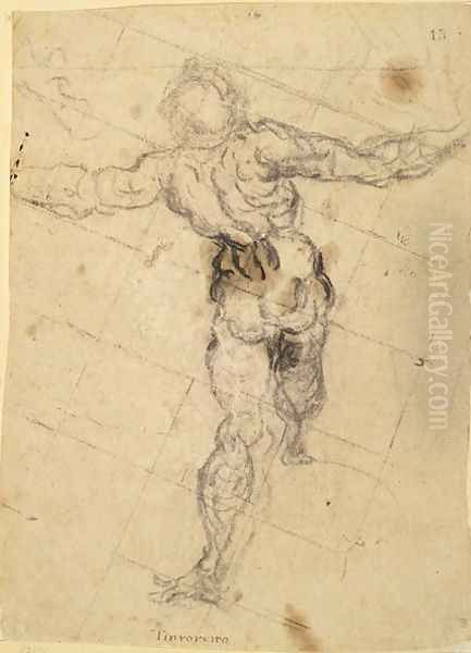 Study of a Male Nude from Behind, c.1577 Oil Painting by Jacopo Tintoretto (Robusti)