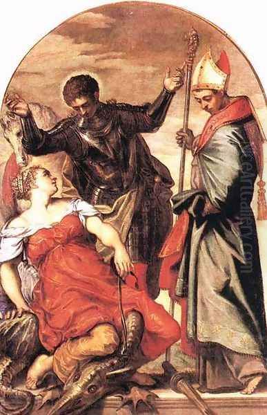 St Louis, St George and the Princess c. 1553 Oil Painting by Jacopo Tintoretto (Robusti)