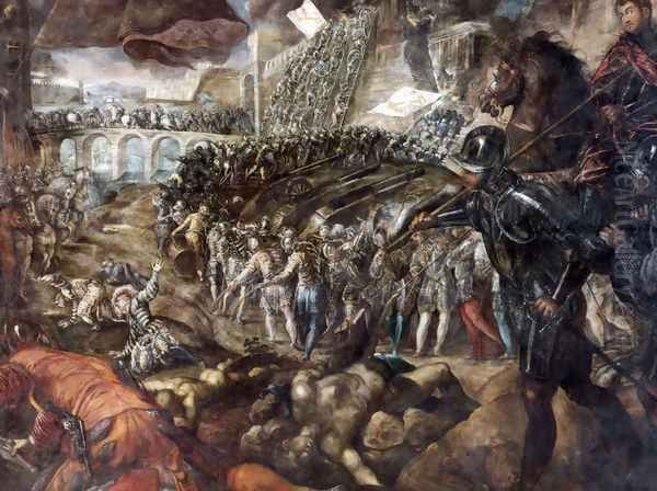 Federico II Gonzaga conquers Parma Oil Painting by Jacopo Tintoretto (Robusti)