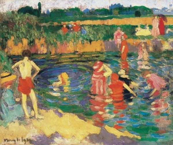 The Fenyes-bath In Tata (bathers At The Lake In Tata),1909 Oil Painting by Janos Vaszary