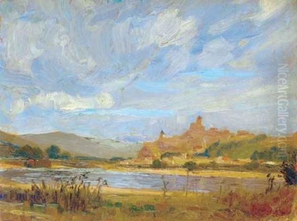 Landscape Oil Painting by Janos Vaszary