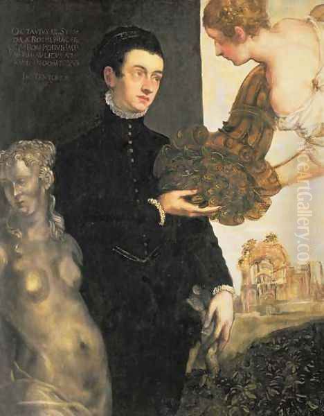 Ottavio Strada 1549-50-1612, designer of jewellery, miniaturist and archaeologist, son of Jacopo Strada 1515-88 Oil Painting by Jacopo Tintoretto (Robusti)