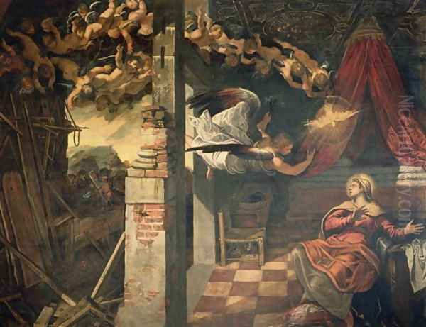 The Annunciation 2 Oil Painting by Jacopo Tintoretto (Robusti)