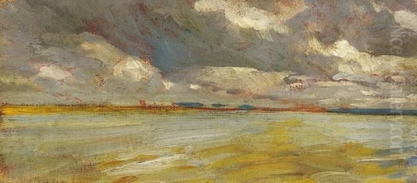 Landscape By The Lake Balaton Oil Painting by Janos Vaszary