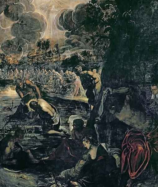 The Baptism of Christ 2 Oil Painting by Jacopo Tintoretto (Robusti)