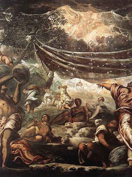 The Miracle of Manna [detail: 1] Oil Painting by Jacopo Tintoretto (Robusti)