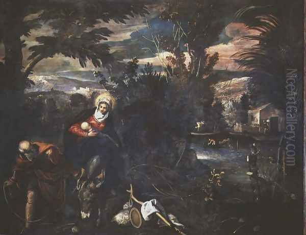 The Flight into Egypt, c.1575-77 Oil Painting by Jacopo Tintoretto (Robusti)