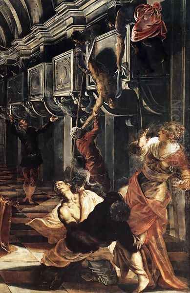 St Mark Working Many Miracles (detail) Oil Painting by Jacopo Tintoretto (Robusti)