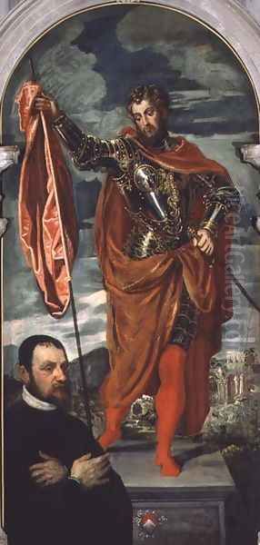 St. Demetrius and a Donor from the Ghisi Family Oil Painting by Jacopo Tintoretto (Robusti)