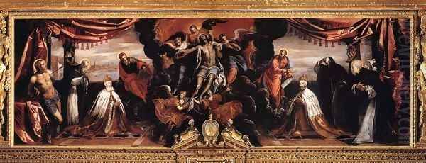 The Dead Christ Adored by Doges Pietro Lando and Marcantonio Trevisan Oil Painting by Jacopo Tintoretto (Robusti)