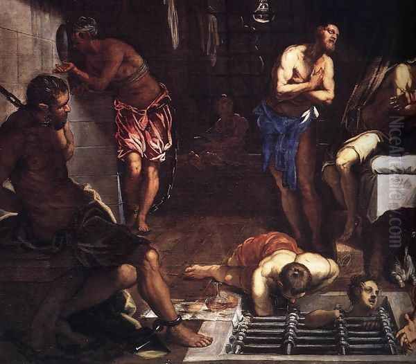 St Roch in Prison Visited by an Angel (detail 1) Oil Painting by Jacopo Tintoretto (Robusti)