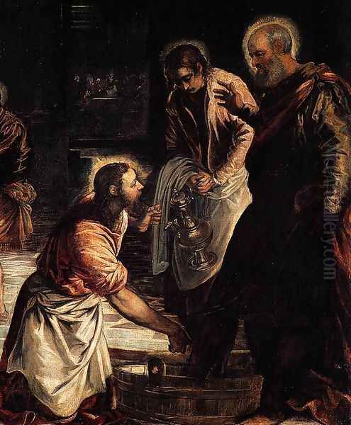 Christ Washing His Disciples' Feet (detail 1) Oil Painting by Jacopo Tintoretto (Robusti)