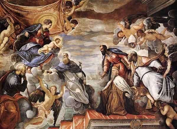 Doge Nicolò da Ponte Invoking the Protection of the Virgin Oil Painting by Jacopo Tintoretto (Robusti)