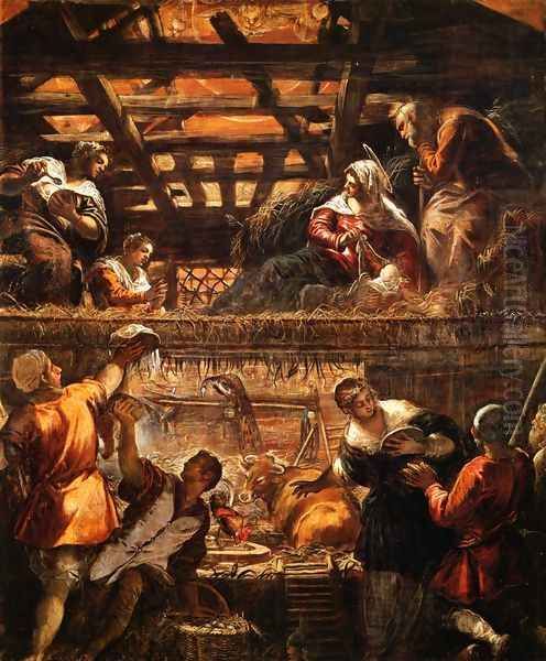 The Adoration of the Shepherds Oil Painting by Jacopo Tintoretto (Robusti)