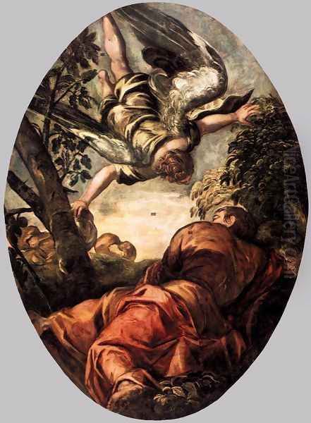 Elijah Fed by the Angel Oil Painting by Jacopo Tintoretto (Robusti)