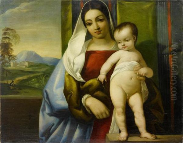 Madonna And Child. Oil Painting by Tiziano Vecellio (Titian)