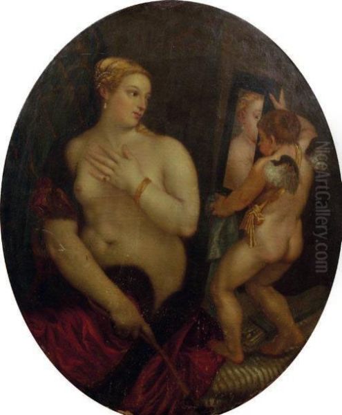 Venus A Sa Toilette Oil Painting by Tiziano Vecellio (Titian)