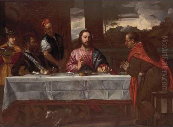 Cena In Emmaus Oil Painting by Tiziano Vecellio (Titian)