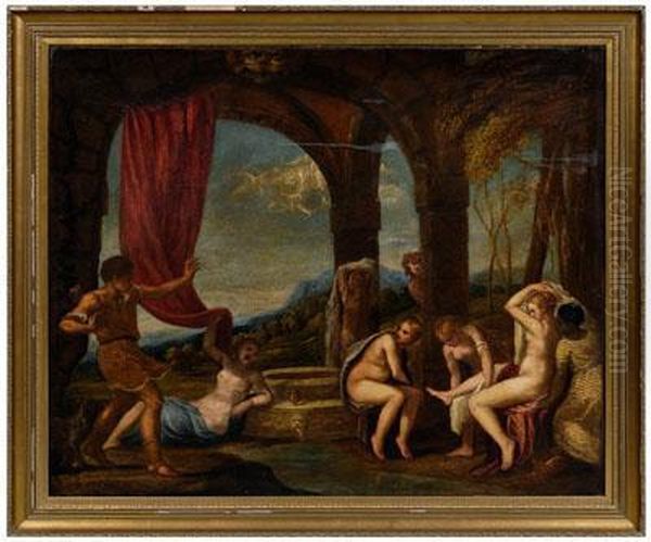 Actaeon Surprising Diana (artemis) In Thebath Oil Painting by Tiziano Vecellio (Titian)