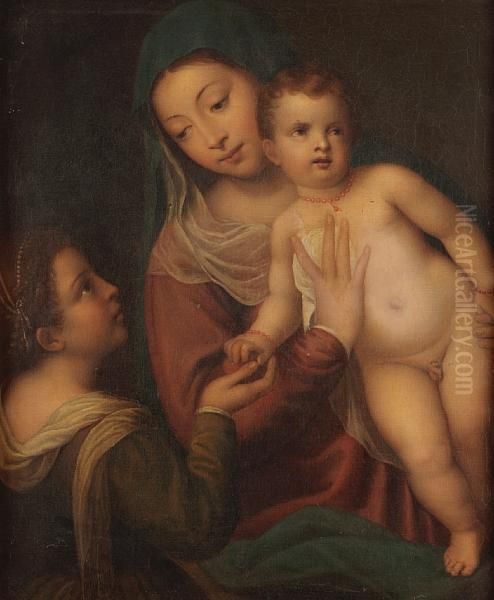 Madonna And Child Oil Painting by Tiziano Vecellio (Titian)