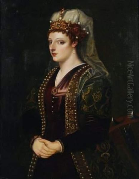 Portrait De Femme Oil Painting by Tiziano Vecellio (Titian)