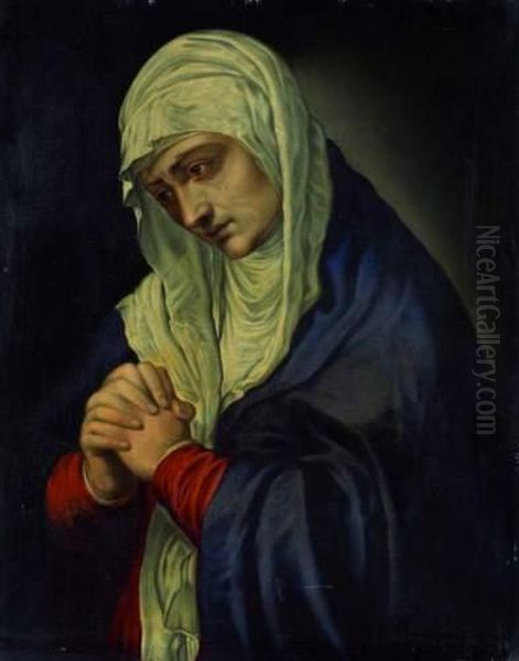 La Vierge En Priere Oil Painting by Tiziano Vecellio (Titian)