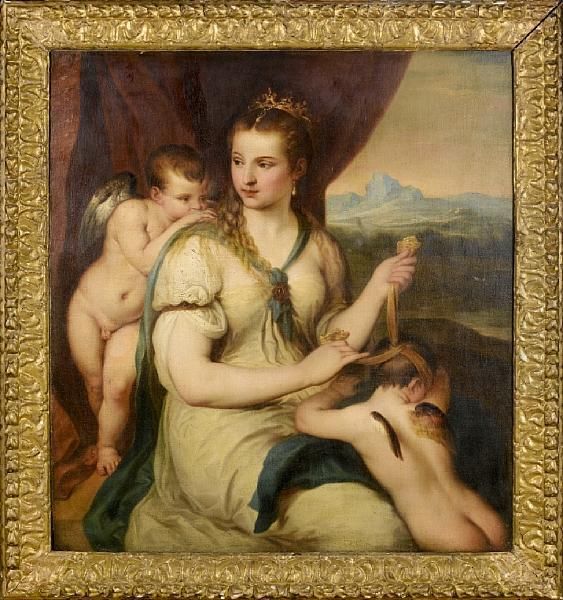 Venus Blinding Love Oil Painting by Tiziano Vecellio (Titian)